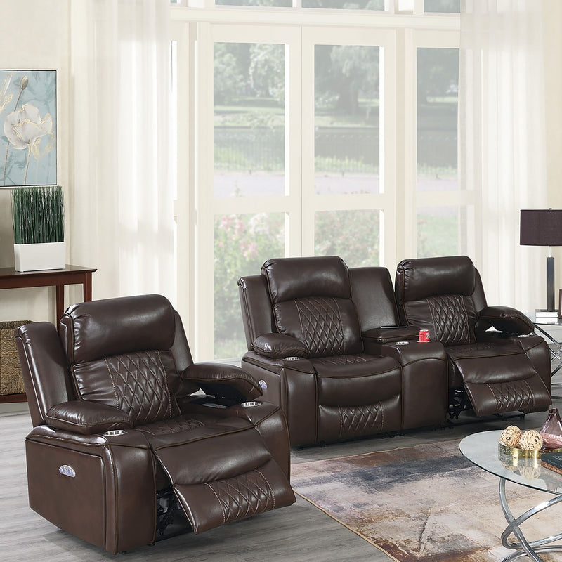 Power Motion Living Room Set With USB Port, Adjustable Headrest, Cup Holder by HouseOfZazla