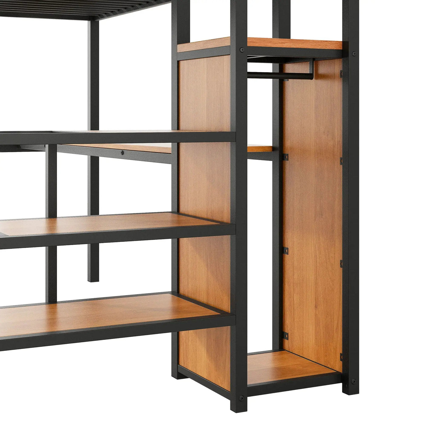 Loft Bed With Desk, Storage Staircase, Small Wardrobe And LED Light by HouseOfZazla