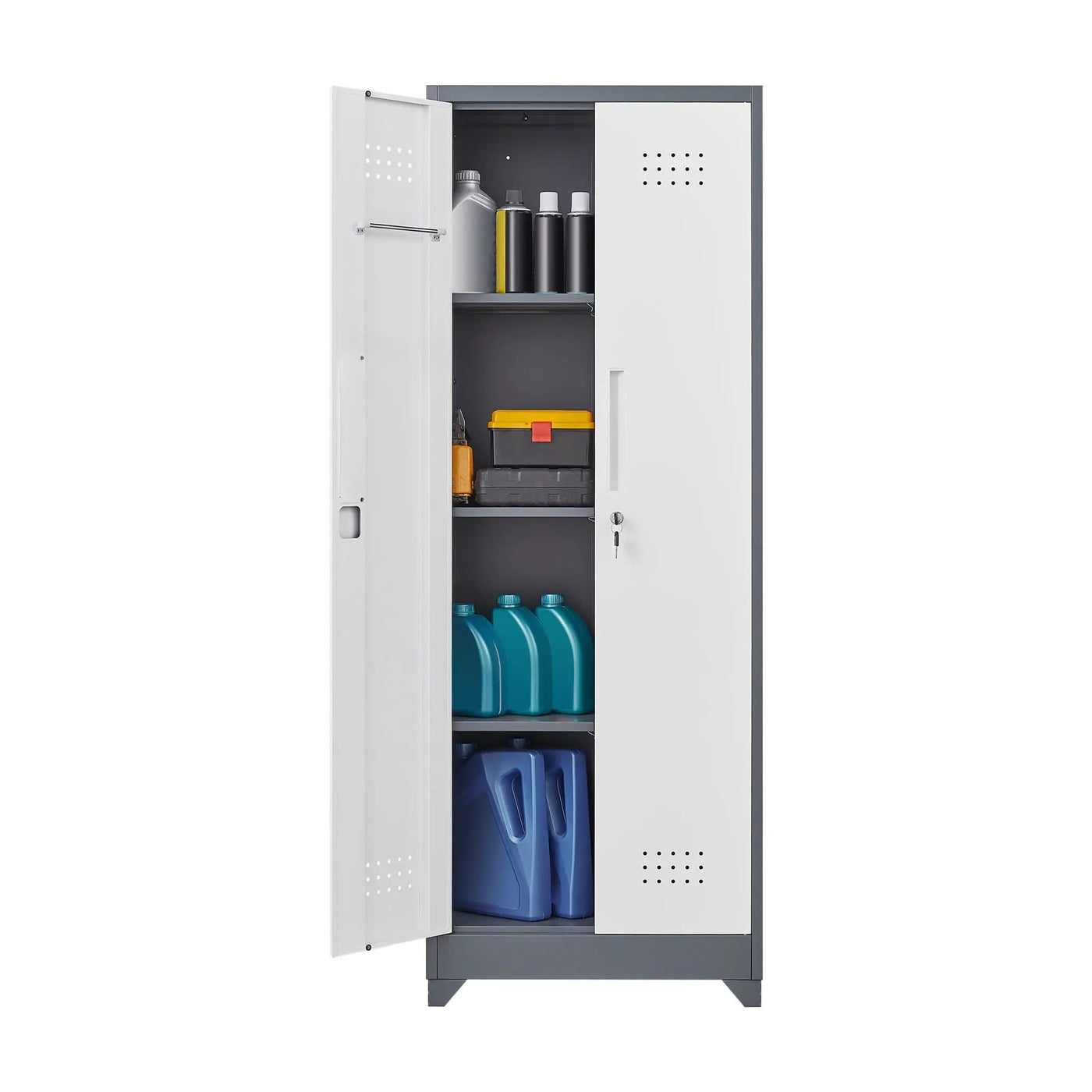 Lockers With Locking Doors, Adjustable Shelves, High Broom Tool Storage Cabinet by HouseOfZazla
