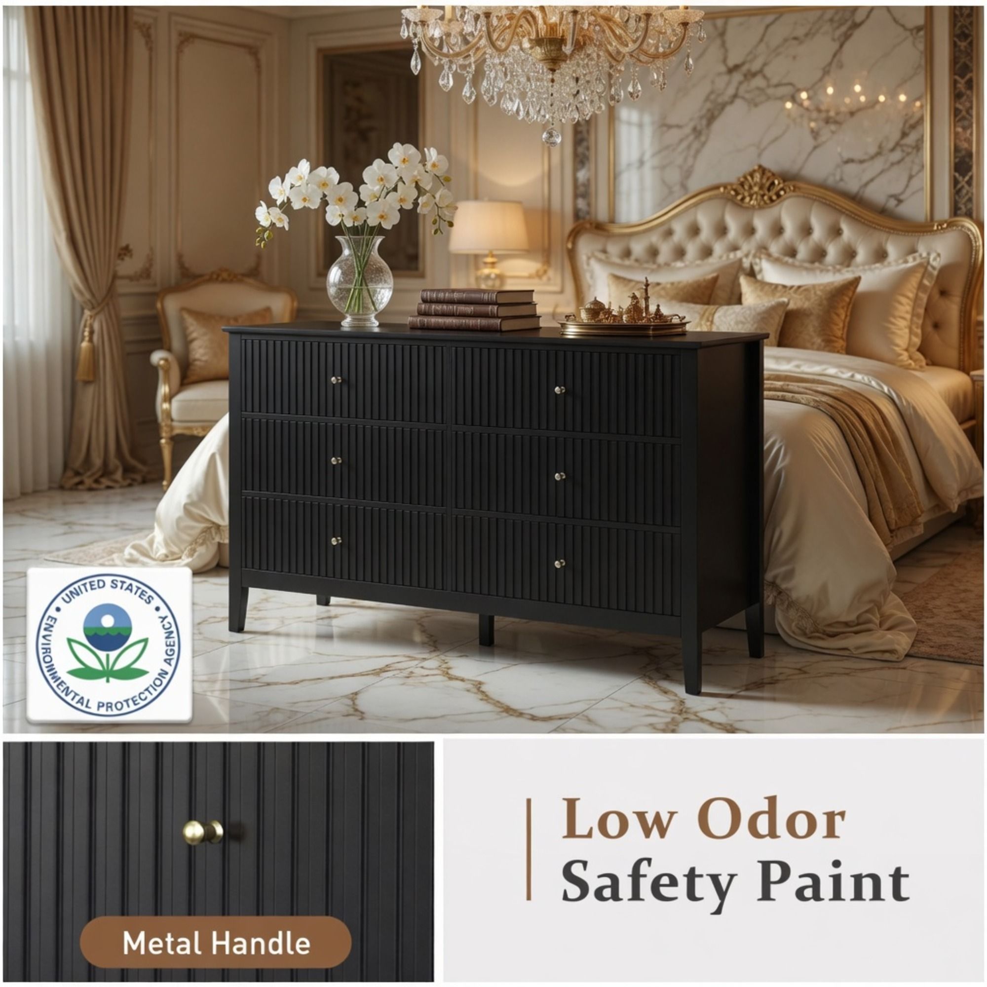 Modern 6 Drawer Fluted Dresser by HouseOfZazla