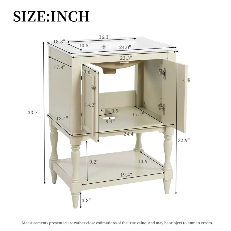 Modern Bathroom Vanity With Sink, Rectangular Cabinet With Open Shelf And Closed Storage by Unique Piece Furniture