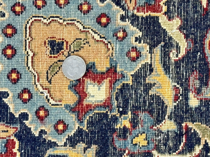 Pak Persian Rug 9x12, Red and Navy Blue, Floral Allover, Hand Knotted Vintage Wool Carpet, Fine 260 KPSI by Jewel Rugs