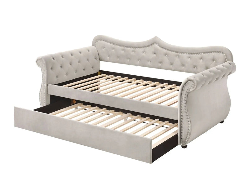 Adkins Twin Daybed With Trundle - Beige by HouseOfZazla