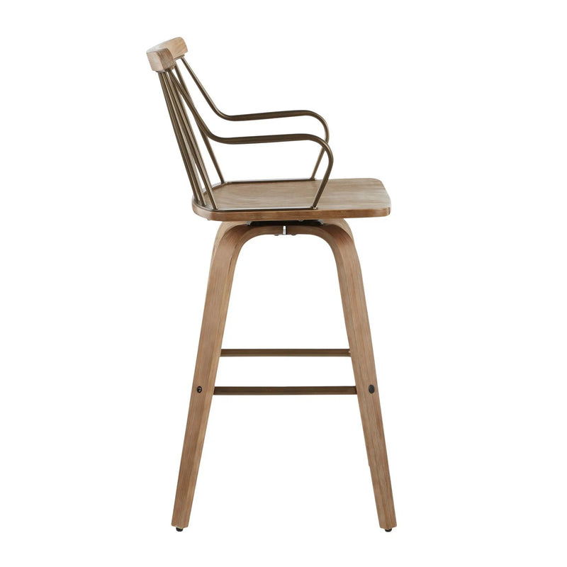 Preston - Farmhouse Counter Stool - White Washed / Antique Copper by Unique Piece Furniture