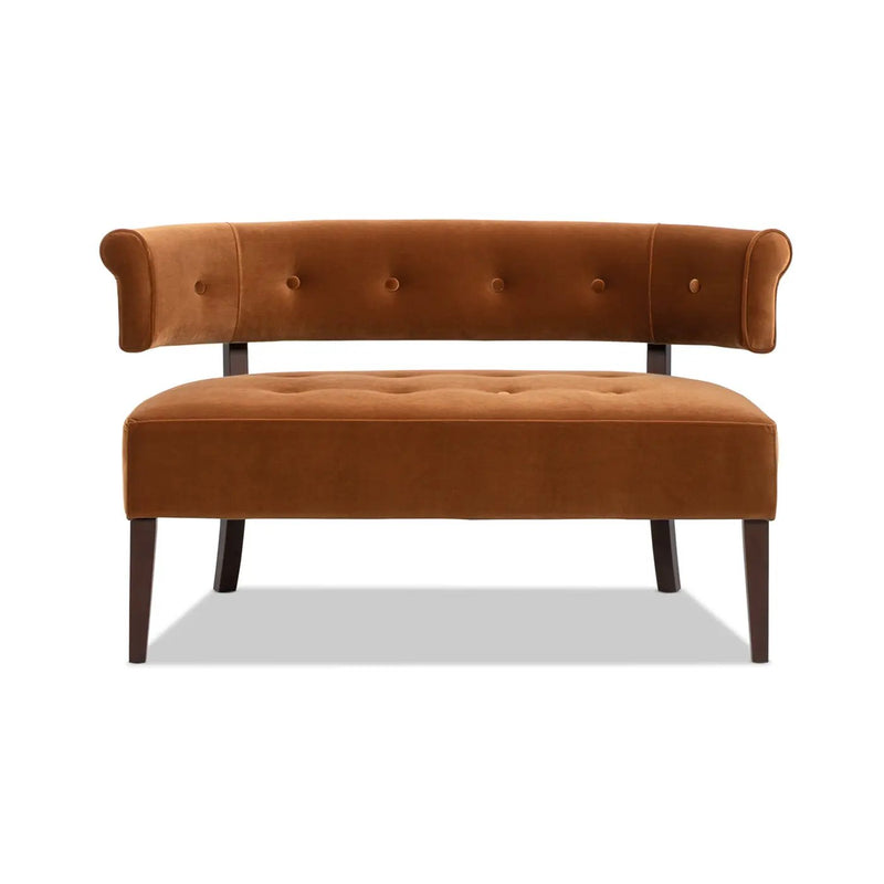 Jared Roll Arm Tufted Bench Settee, Burnt by HouseOfZazla