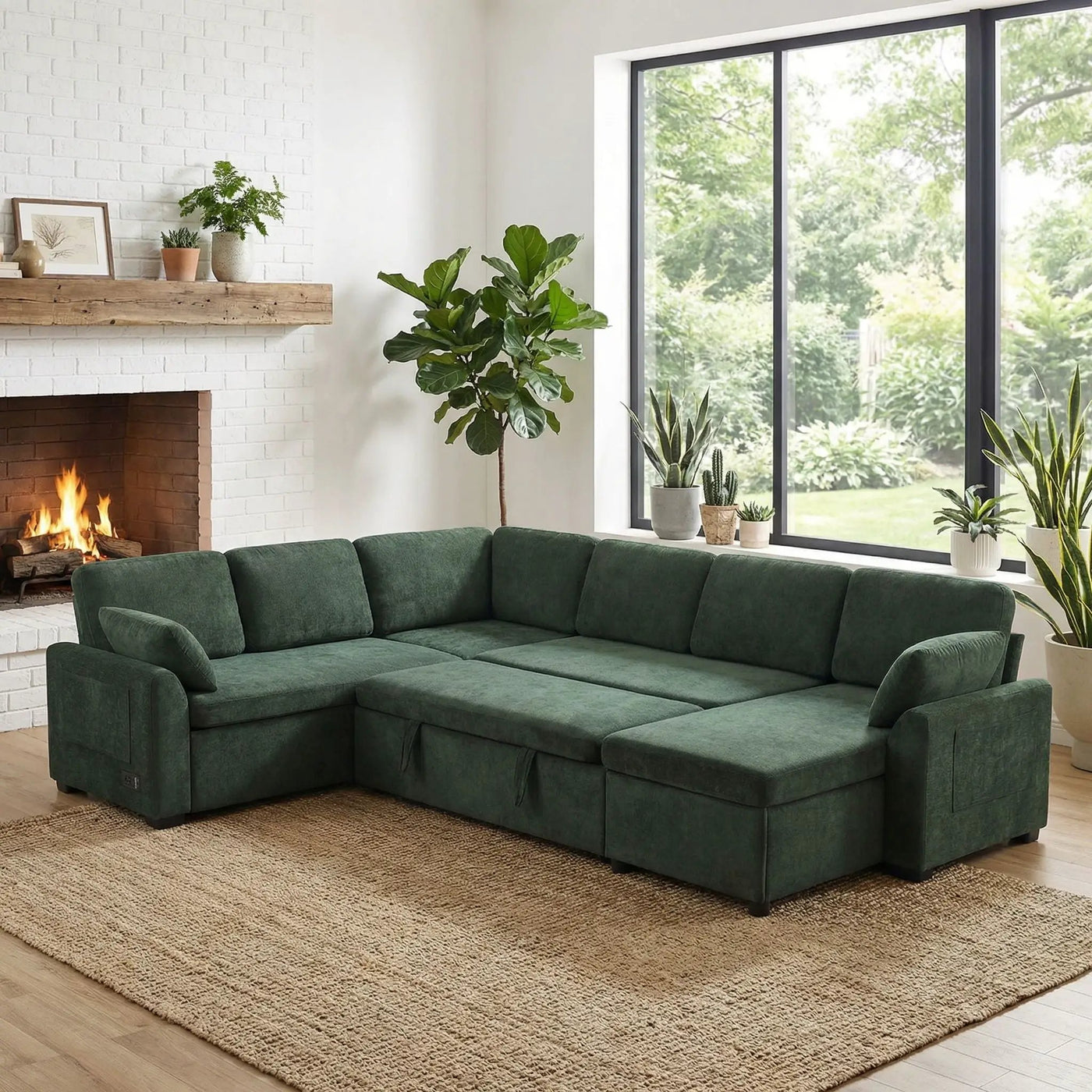 Convertible U-Shaped Sectional Sofa Bed With Reversible Chaise by HouseOfZazla