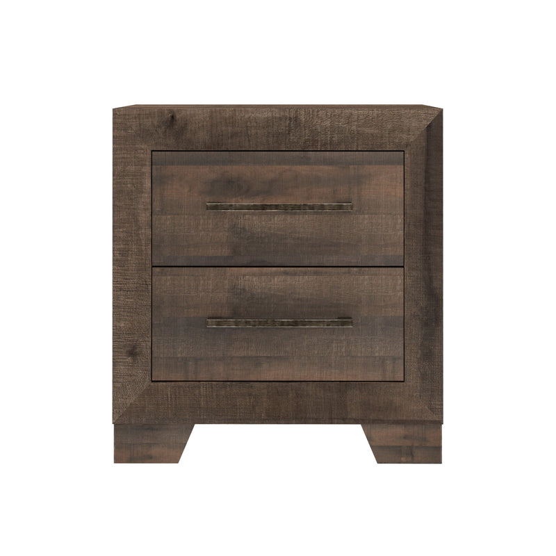 Brown 2 Drawer Nightstand with Functional Storage - Plinz, photo 3 of 6