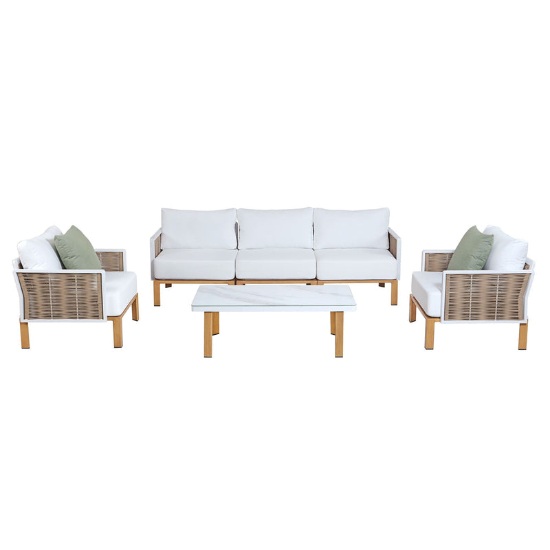 Vine - 4 Piece Outdoor Conversation Set - White by HouseOfZazla
