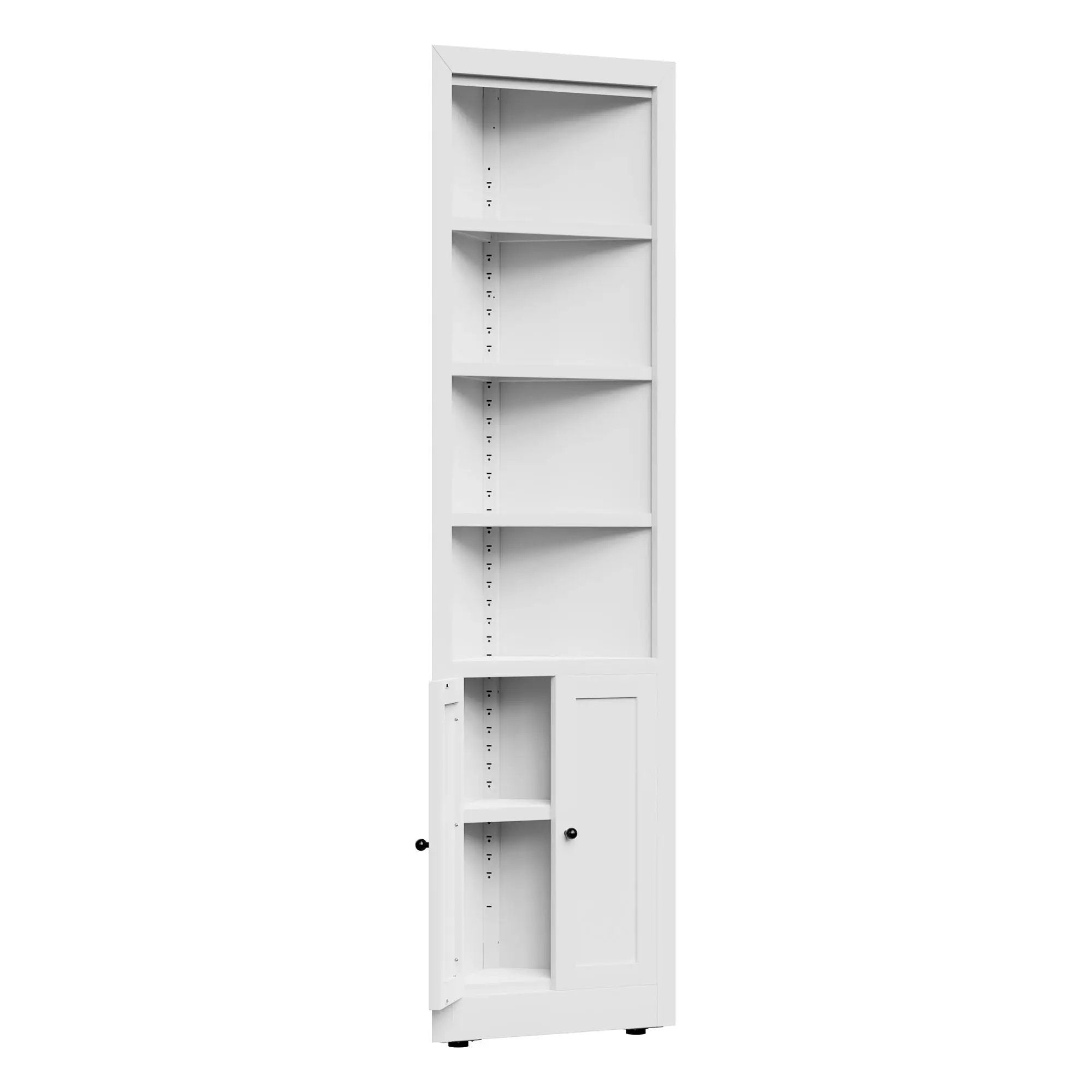 Tall Corner Storage Cabinet With 2 Doors, 5-Tier With Adjustable Shelves, Freestanding - White by HouseOfZazla