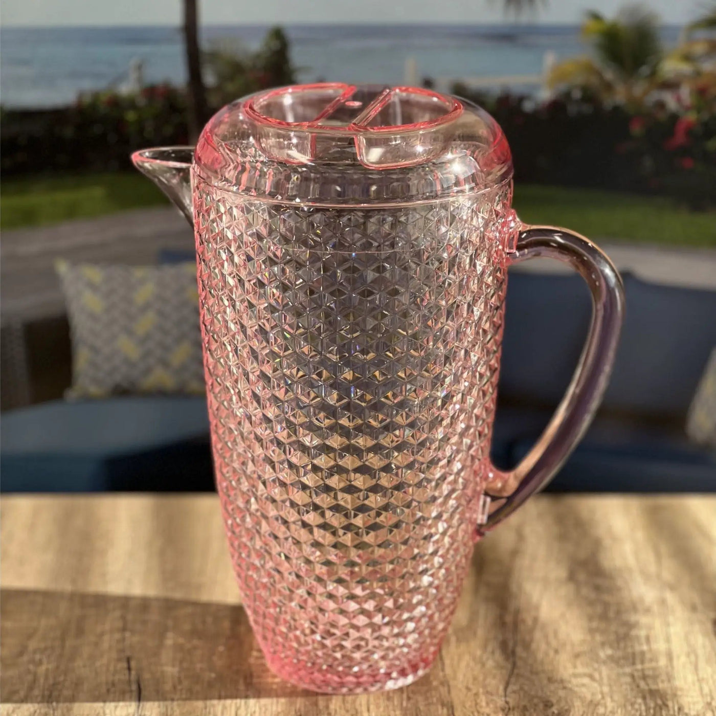 Diamond Cut Unbreakable Plastic Water Pitcher With Lid by HouseOfZazla