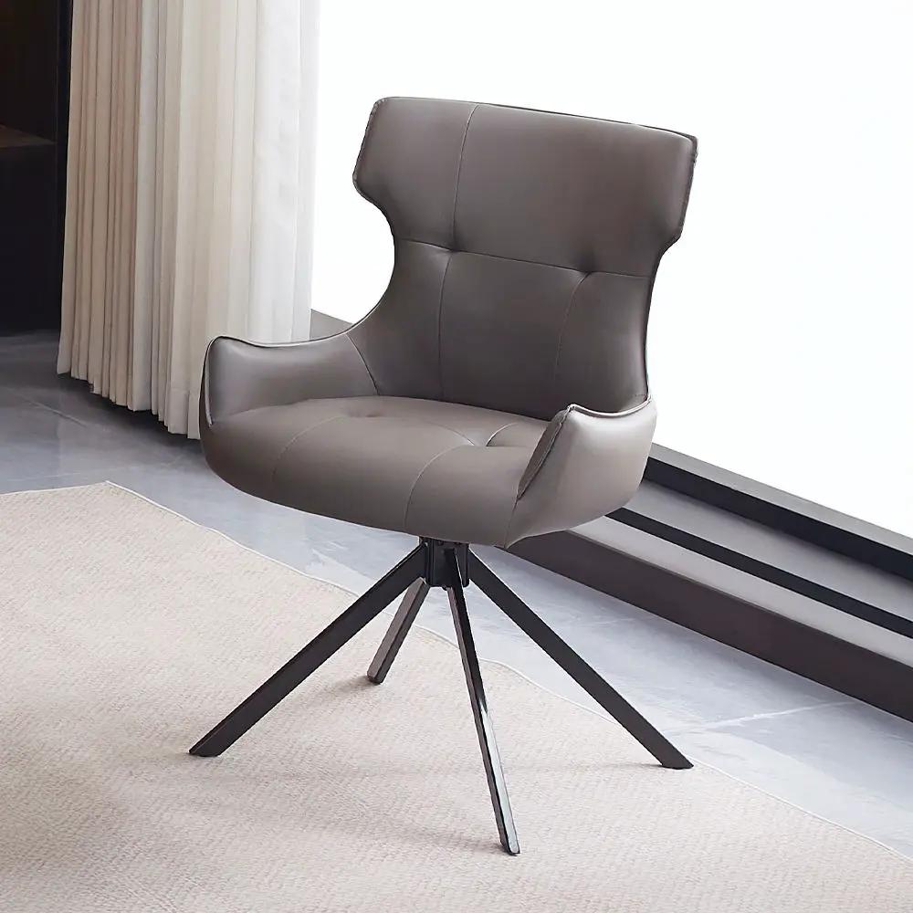 Damita - Camel Synthetic Leather Side Chair With Swivel (Set of 2) - Gray & Black Finsh by Unique Piece Furniture