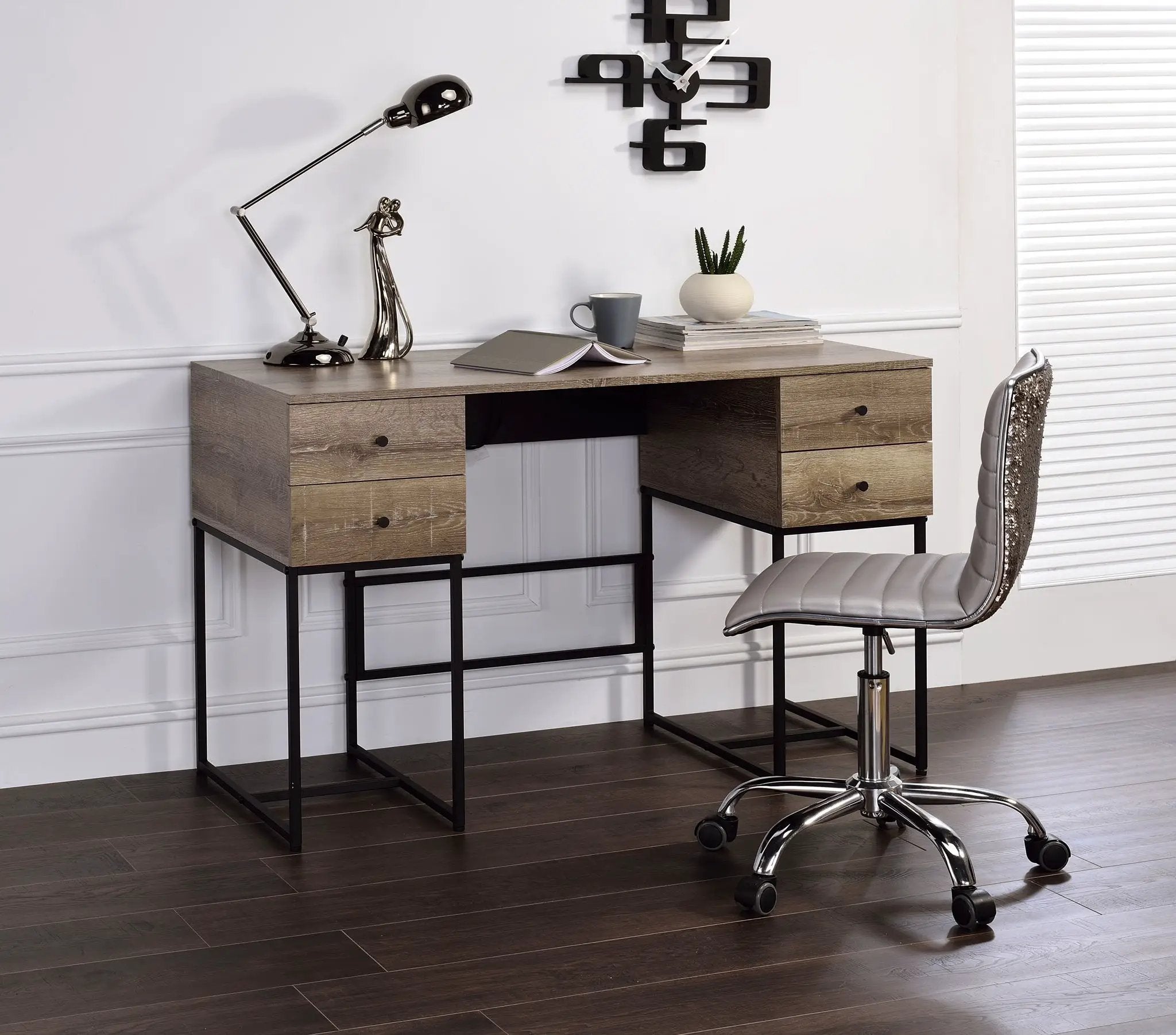 Desirre Writing Desk With USB Port - Oak by HouseOfZazla