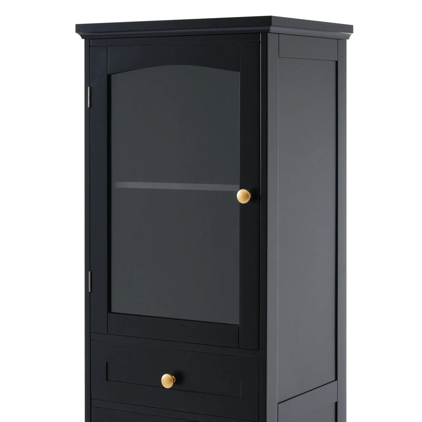 Tall Bathroom Storage Cabinet With Glass Doors, Free-Standing, Two Drawers, And Adjustable Shelves, Board, Painted Perfect For Displaying Your Favorite Items by HouseOfZazla