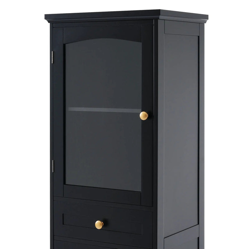 Tall Bathroom Storage Cabinet With Glass Doors, Free-Standing, Two Drawers, And Adjustable Shelves, Board, Painted Perfect For Displaying Your Favorite Items by HouseOfZazla