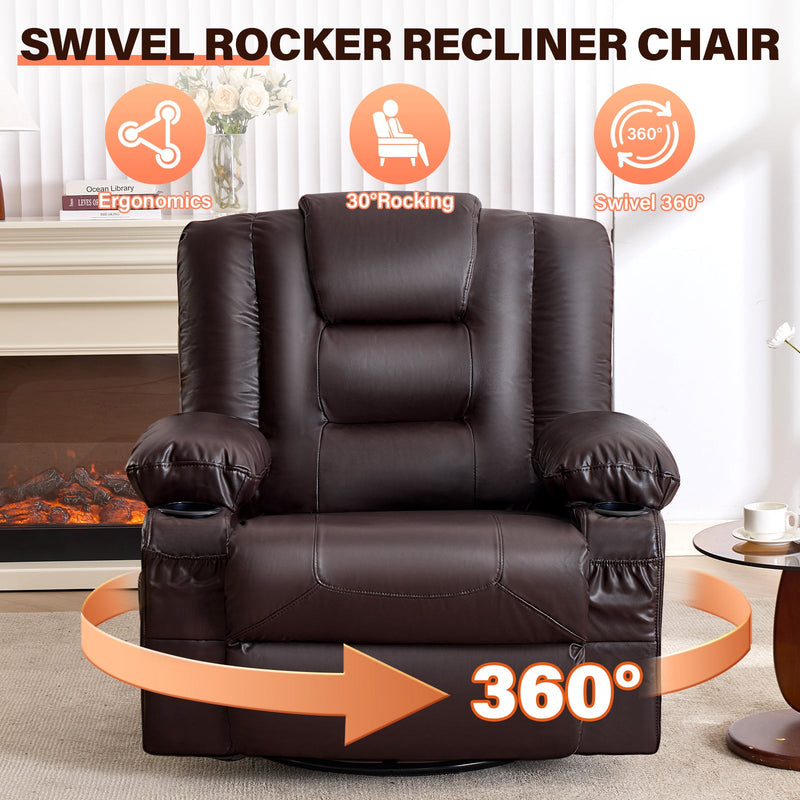 Rocker Recliner Chair with Massage and Heat - Leather, photo 3 of 8