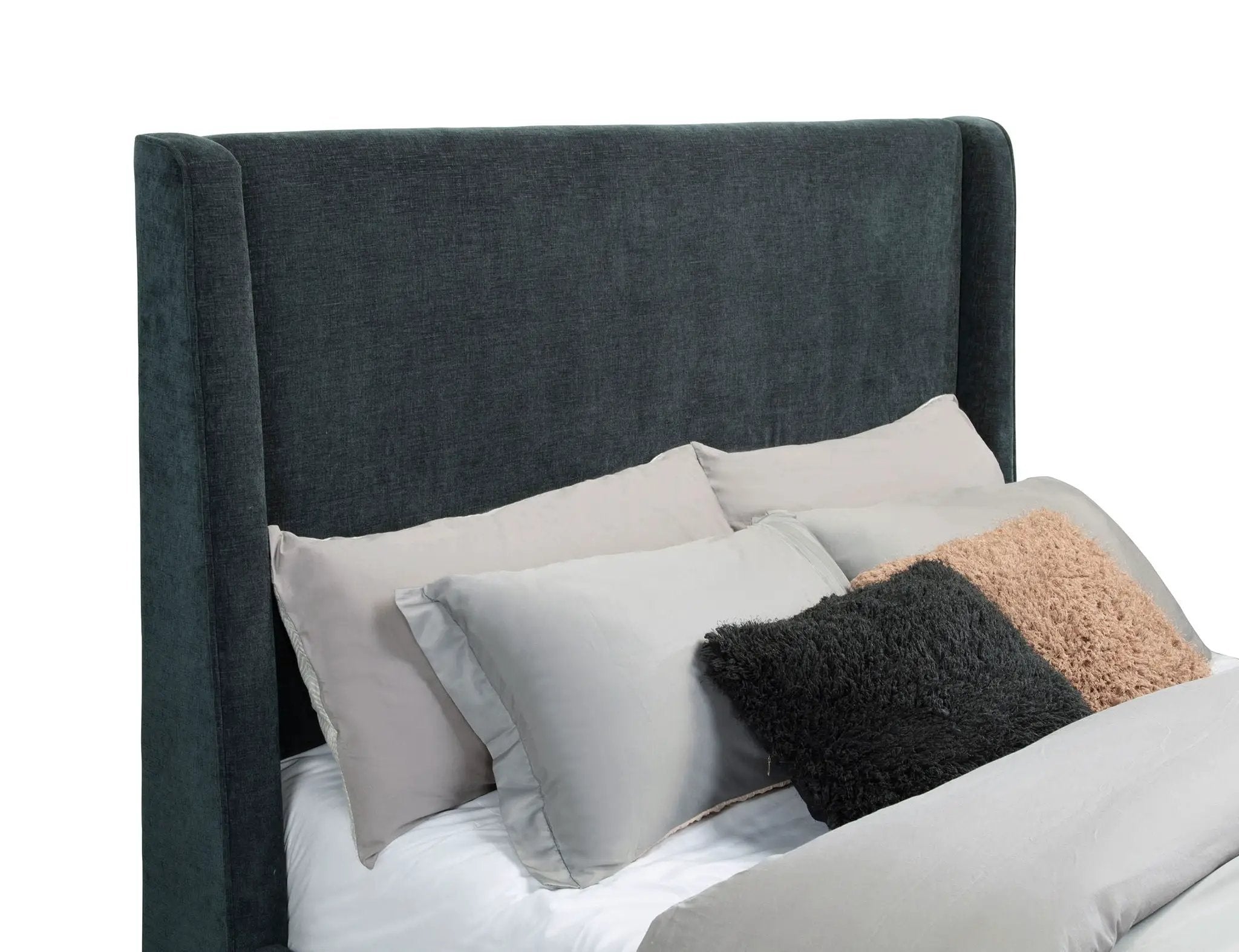 Preston Upholstered Queen Audio Flame Visualizer Bed Dark Blue by Unique Piece Furniture