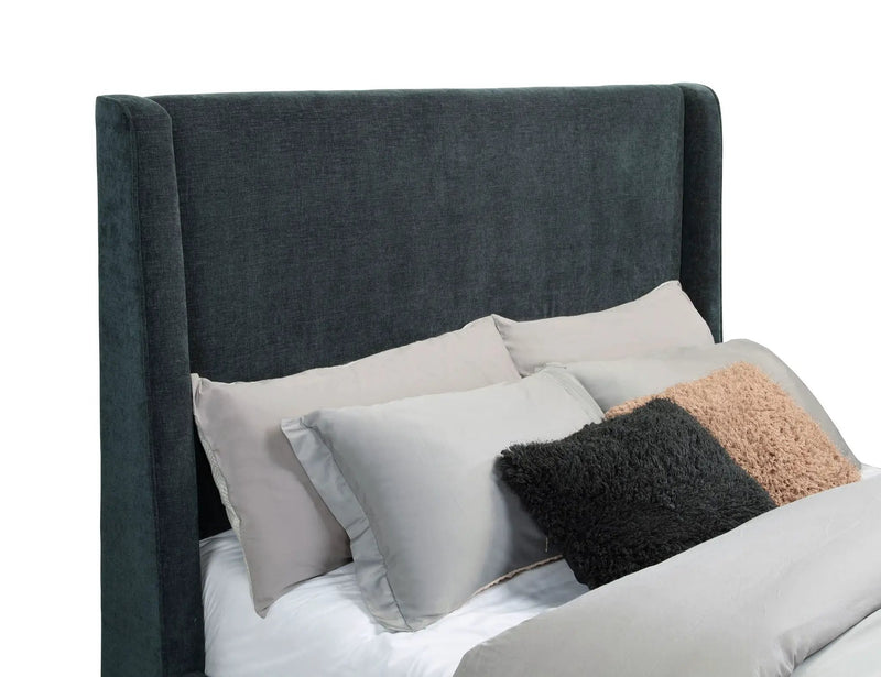 Preston Upholstered Queen Audio Flame Visualizer Bed Dark Blue by Unique Piece Furniture