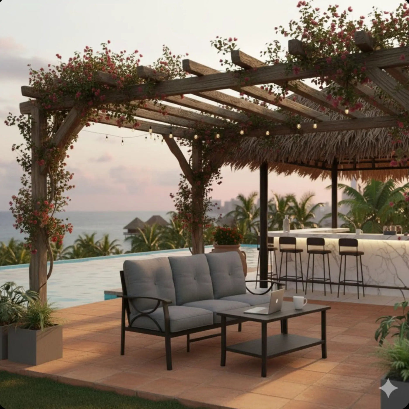 Patio Furniture Set with Coffee Table and Cushions for Backyard by HouseOfZazla
