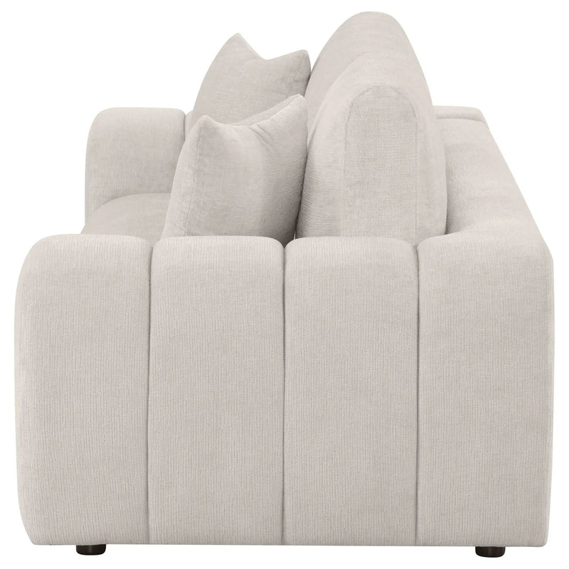 Burnett Chenille Upholstered Wide Arm Sofa Ivory by Unique Piece Furniture