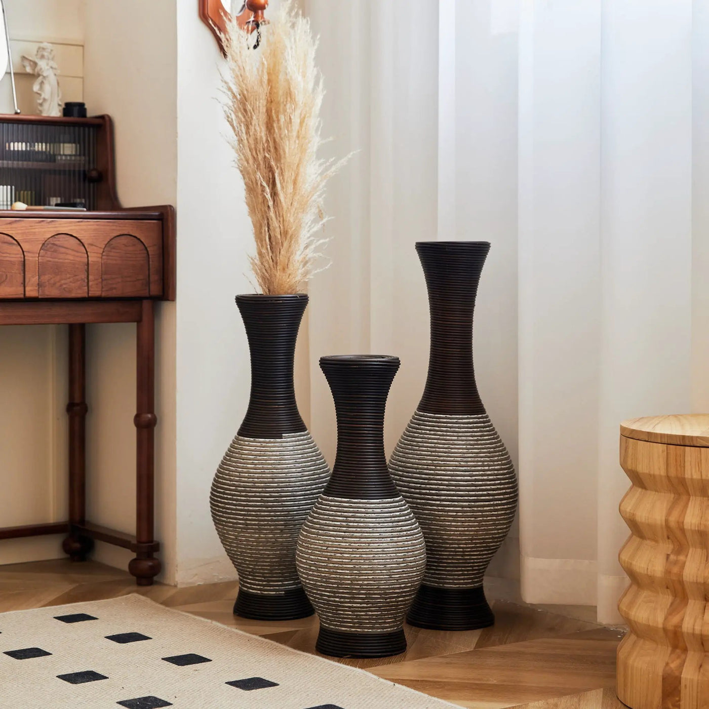 Tall Designer Floor Vase With Elegant 2 Tone by HouseOfZazla