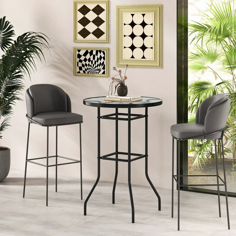 38 Inch Patio Bar Table with Tempered Glass Tabletop by DirectDeals