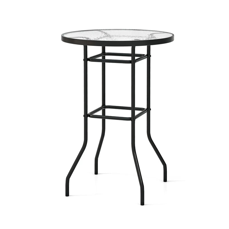 38 Inch Patio Bar Table with Tempered Glass Tabletop by DirectDeals