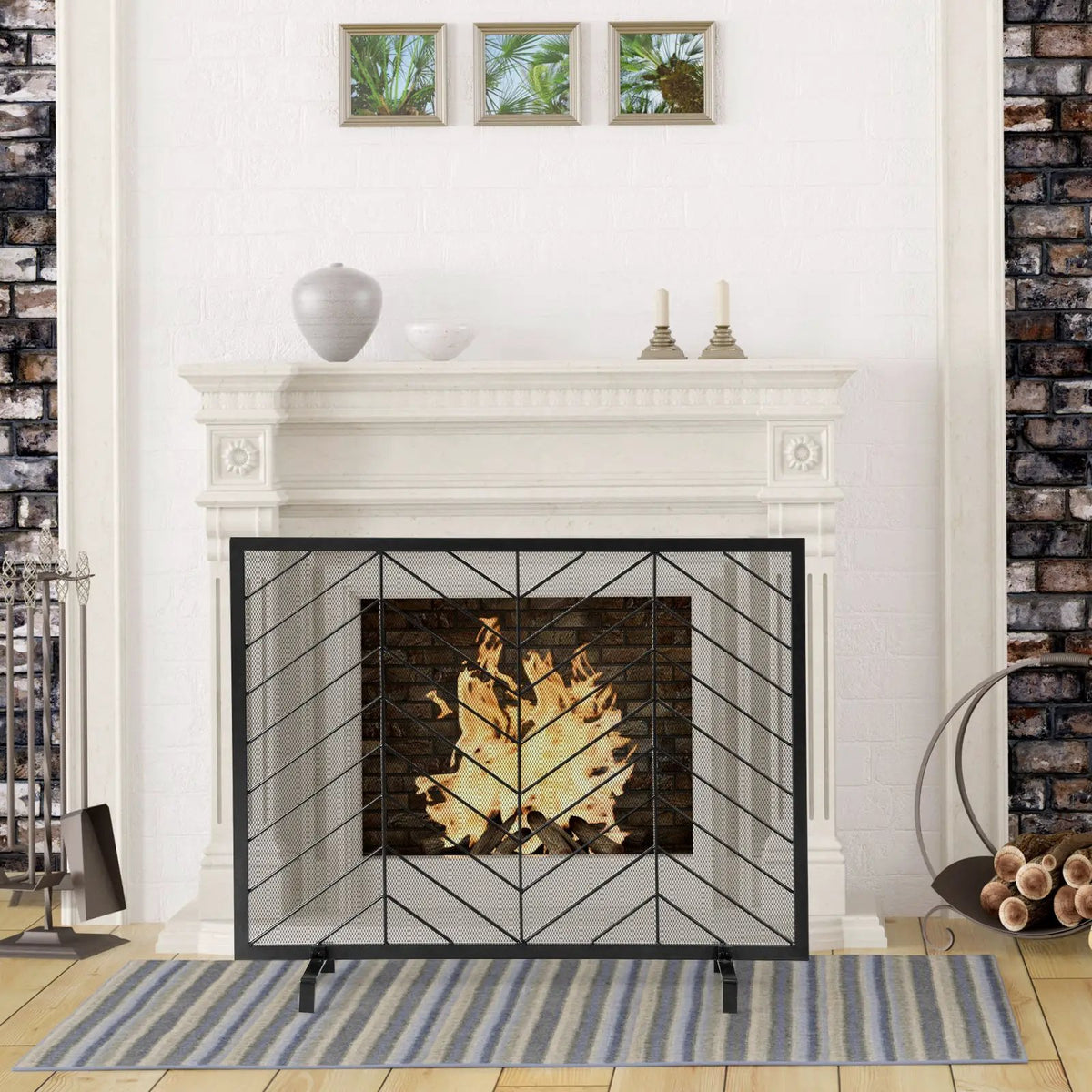 38 x 31 Inch Single Panel Fireplace Screen by DirectDeals