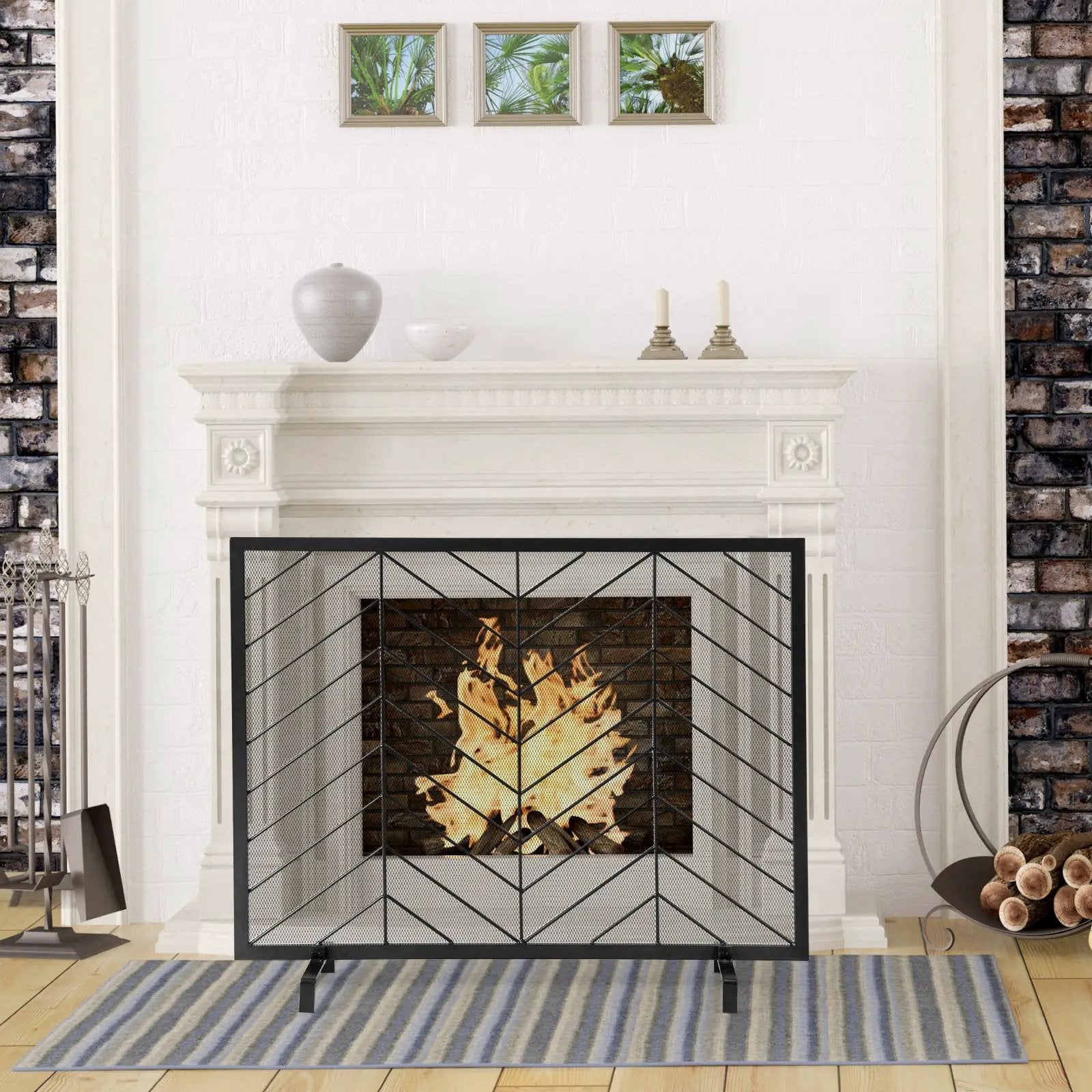 38 x 31 Inch Single Panel Fireplace Screen by DirectDeals