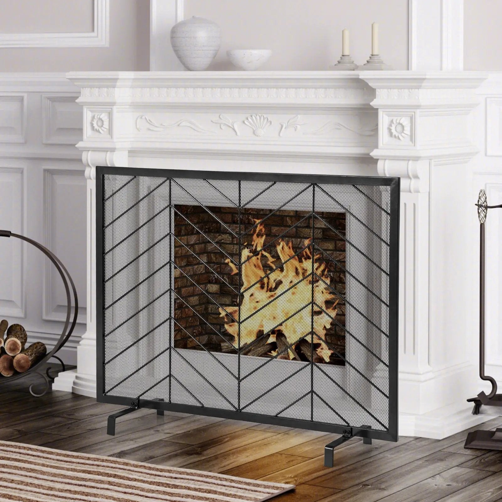 38 x 31 Inch Single Panel Fireplace Screen by DirectDeals