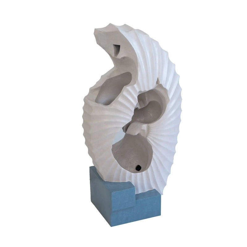 Abstract Water Fountain With Base With Light, For Indoor And Outdoor - White / Blue by HouseOfZazla