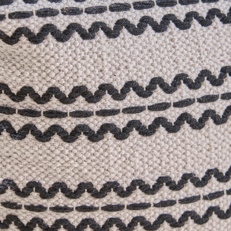Lani - Handcrafted Fabric Pouf, Durable Cotton Square - Natural / Black by HouseOfZazla