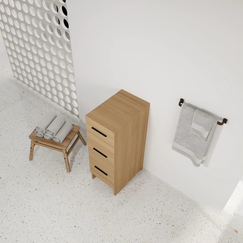 Slim Freestanding Bathroom Storage Cabinet, 3 Drawers - Light Oak by HouseOfZazla