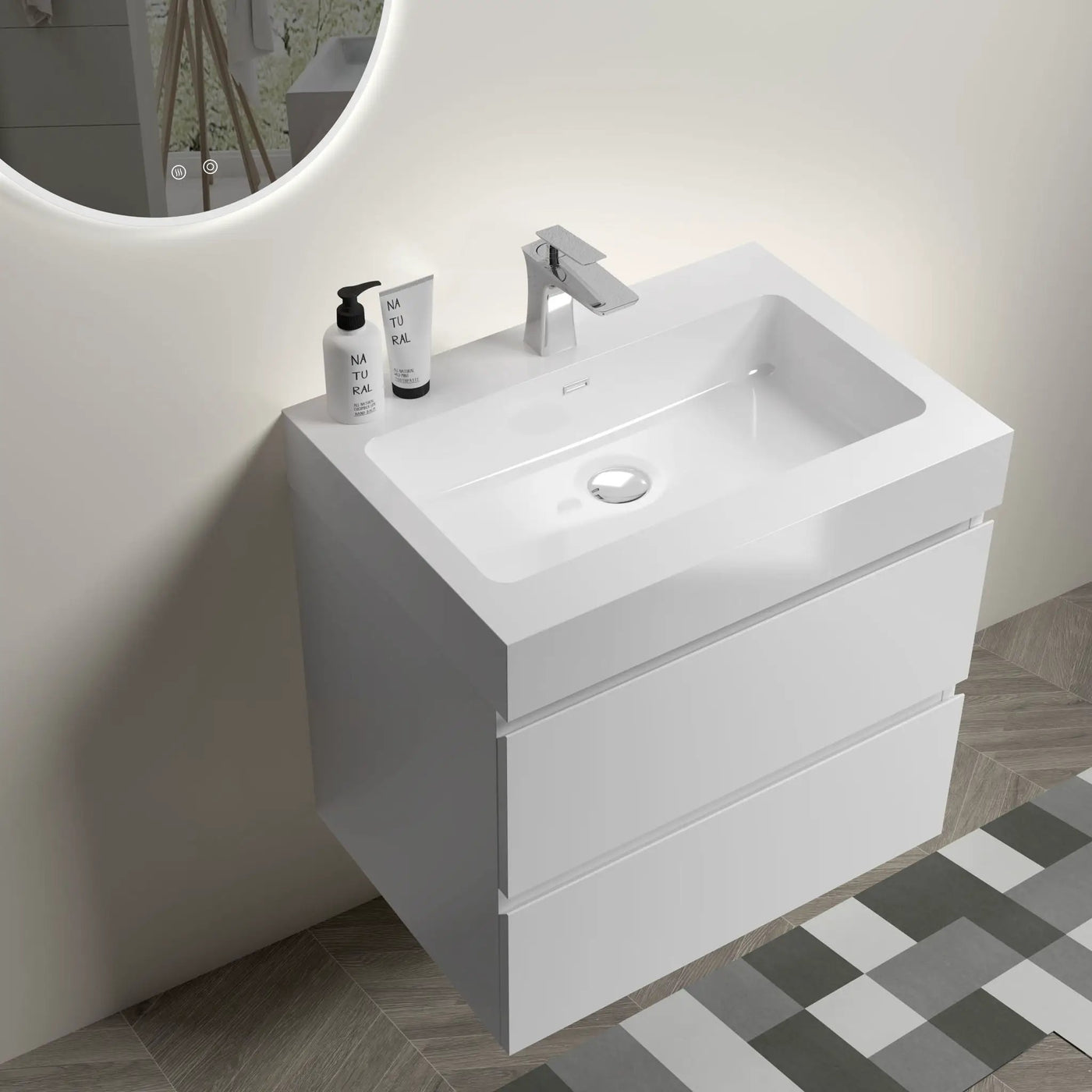 Alice - Bathroom Vanity With Large Storage, Sink Wall Mounted Floating Bathroom Vanity For Modern Bathroom, One-Piece Sink Basin Without Drain And Faucet by HouseOfZazla