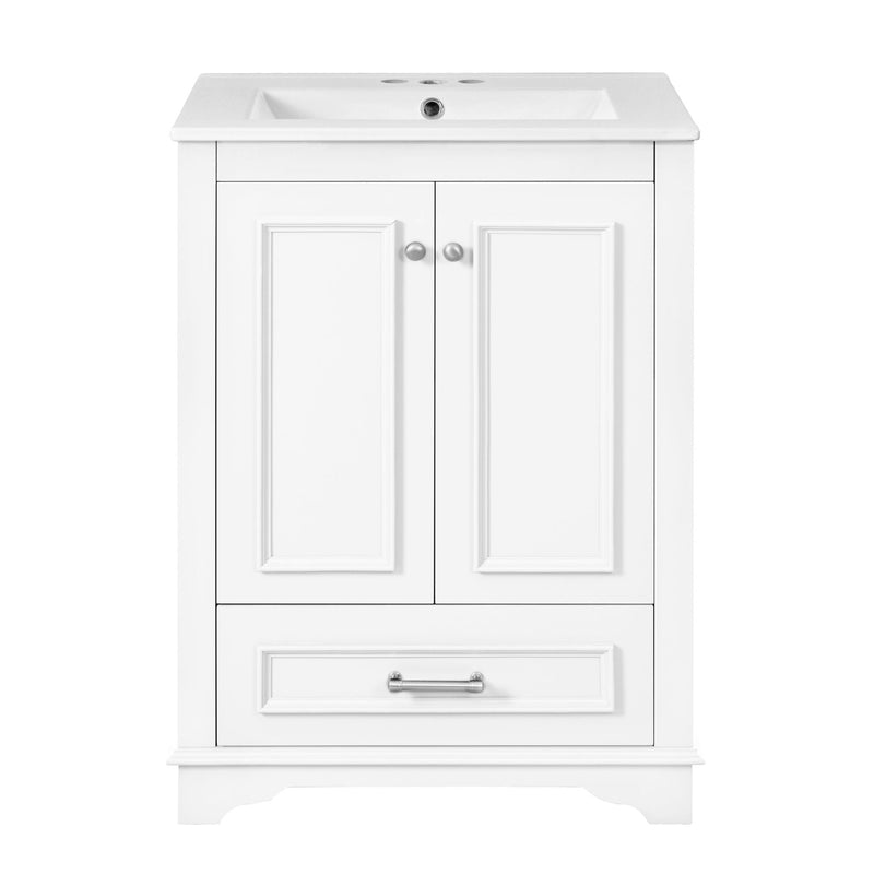 Bathroom Vanity With Ceramic Sink Combo, Modern Freestanding Storage Cabinet With Silver Handles by HouseOfZazla