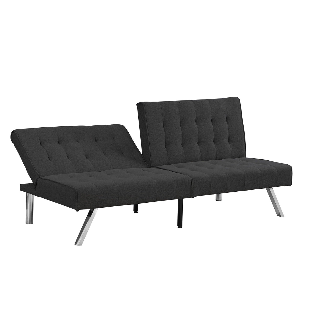 Futon Sofa Bed with Reclining Backrest - Dark Brown, Black, Gray, Dark Gray, photo 13 of 40