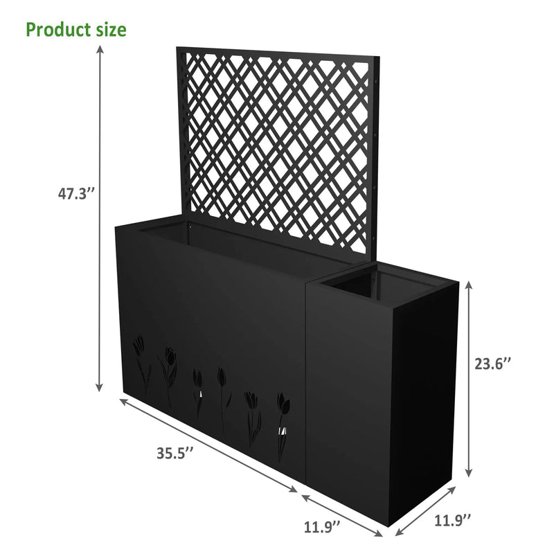 2-Piece Metal Planter Box with Trellis by HouseOfZazla