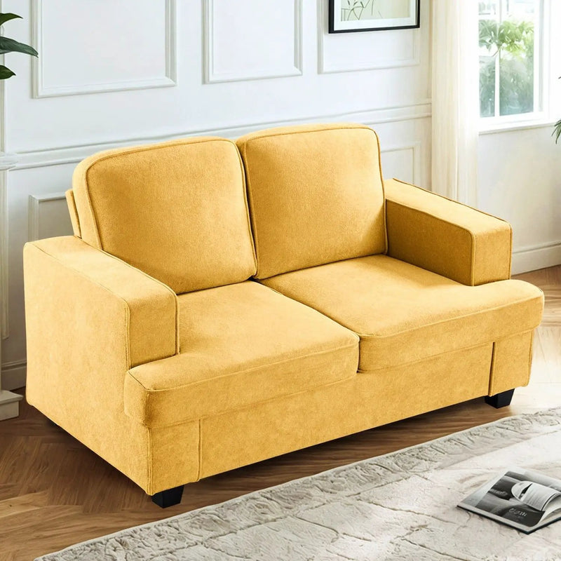 Modern Loveseat, Comfortable 2 Seater Couch With Deep Seating, Loose Back Cushions, Wide Arms by Unique Piece Furniture