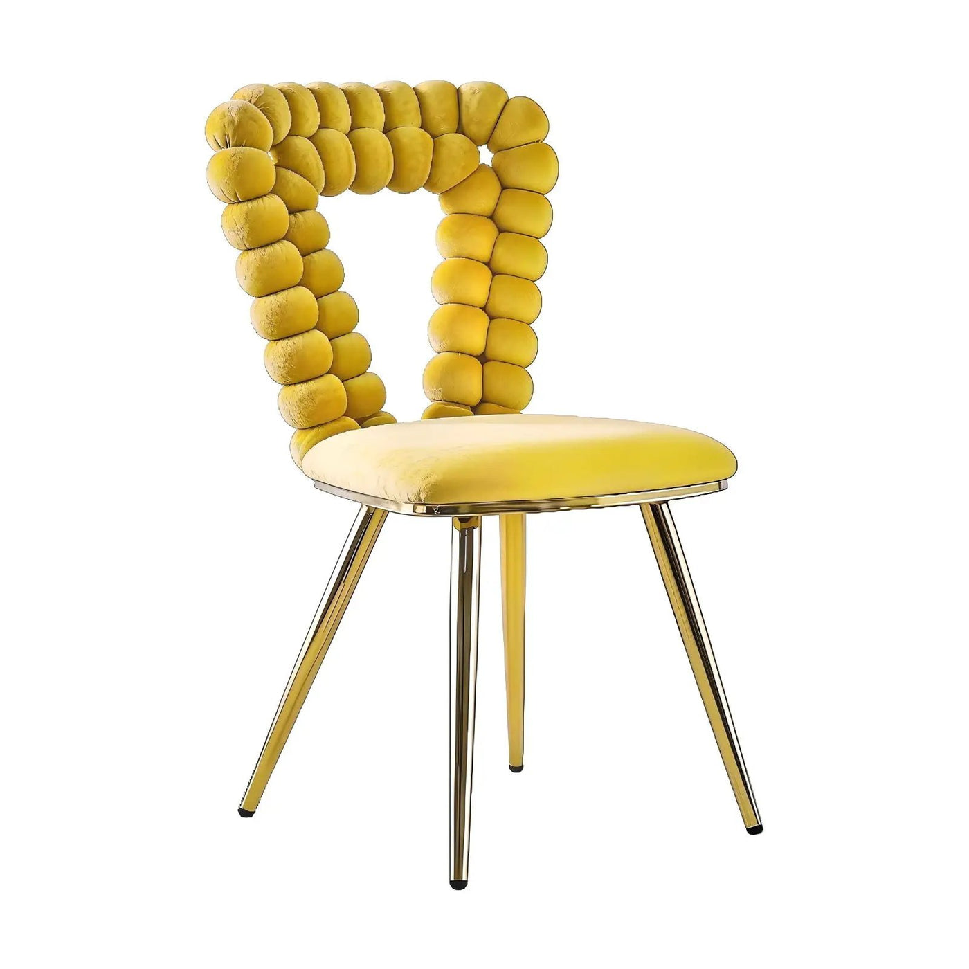 Modern Chair With Iron Tube Legs, Soft Cushions And Comfortable Backrest, Suitable For Dining Room, Living Room, Cafe, Hairball Back by HouseOfZazla