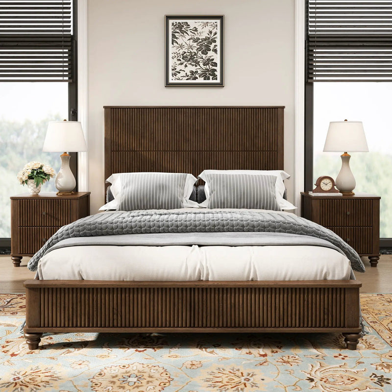 Platform Bed Frame & Tall Headboard by HouseOfZazla