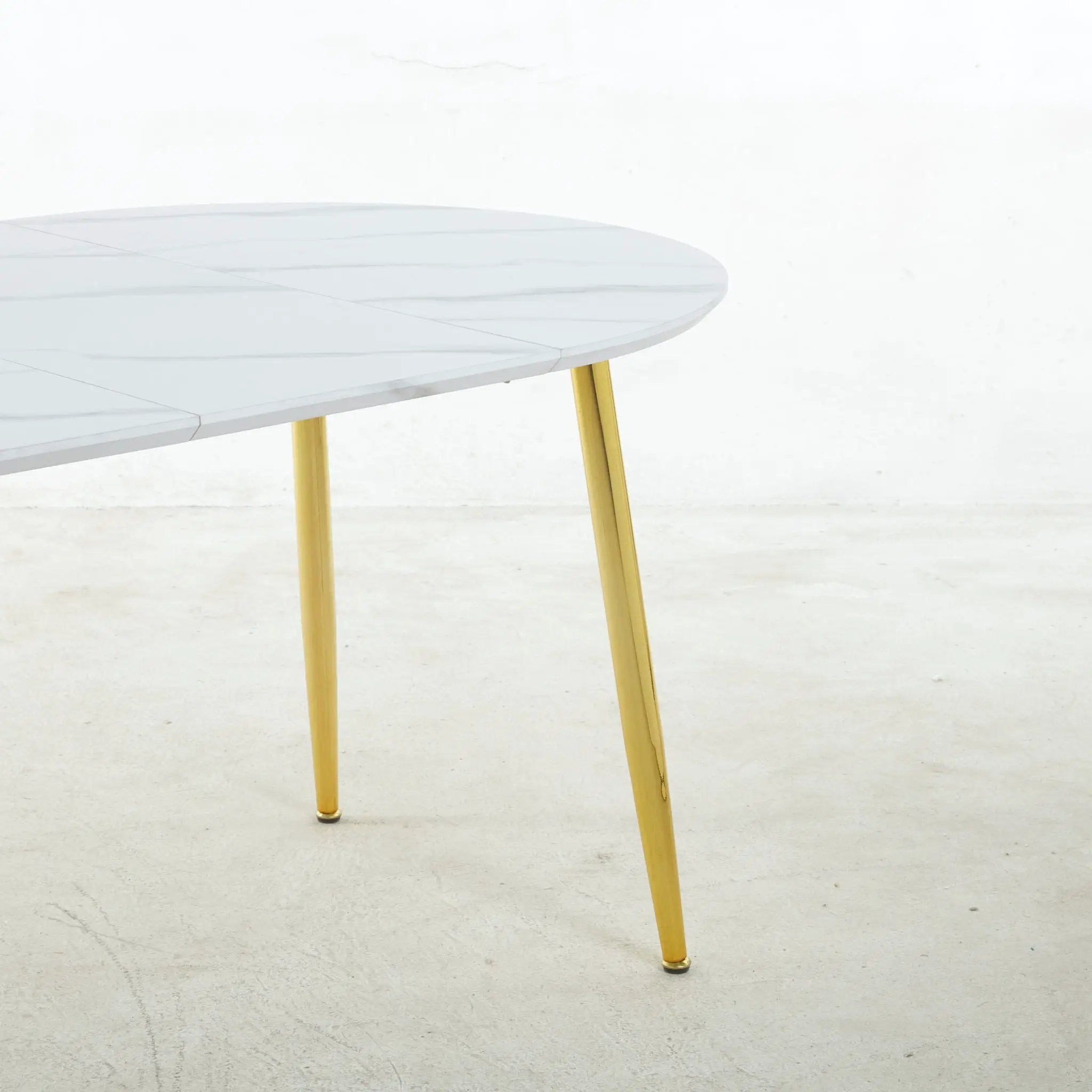 Extendable Oval Dining Table - White Marble by Unique Piece Furniture