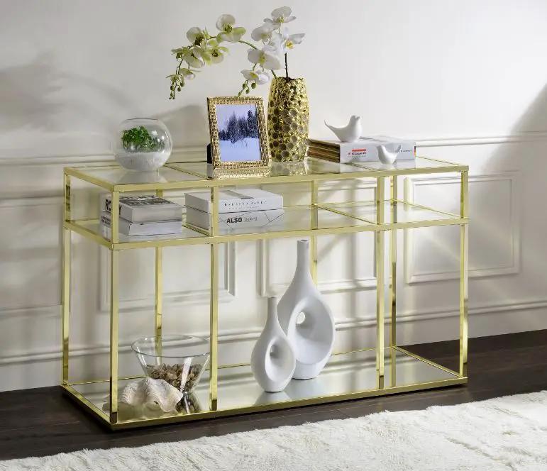 Uchenna - Sofa Table - Clear Glass & Gold by Unique Piece Furniture
