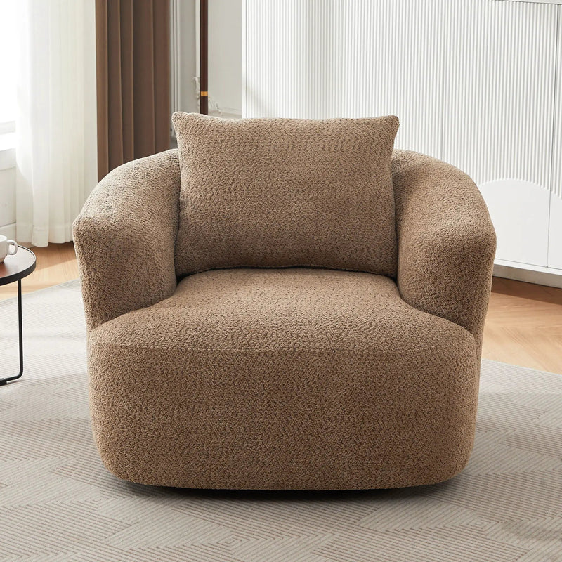 360° Swivel Barrel Sofa Chair With Throw Pillow, Upholstered Accent Chair by HouseOfZazla