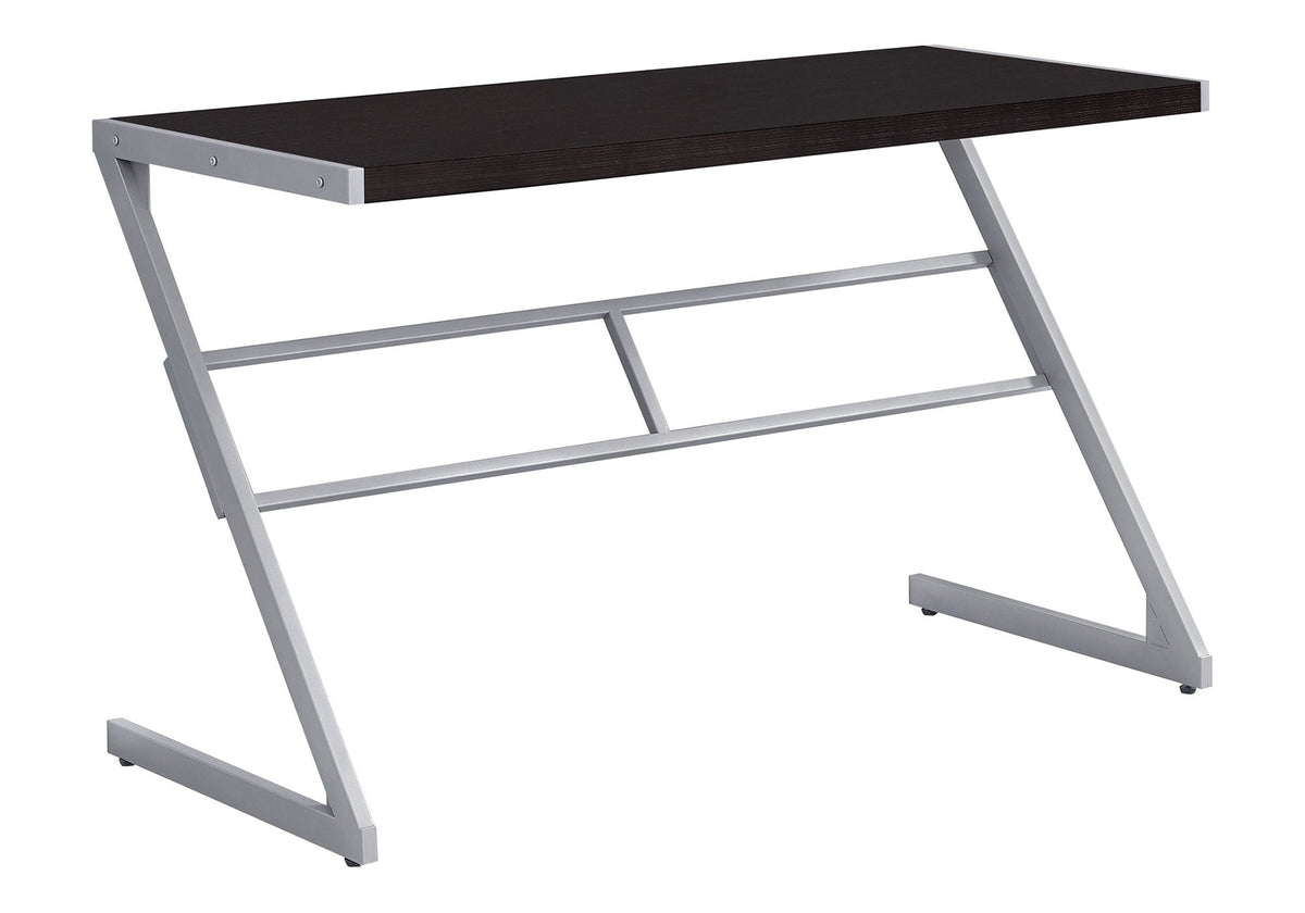 Chic Modern Computer Desk with Z-Shaped Metal Base - Dark Brown, Light Brown, or White, photo 2 of 12
