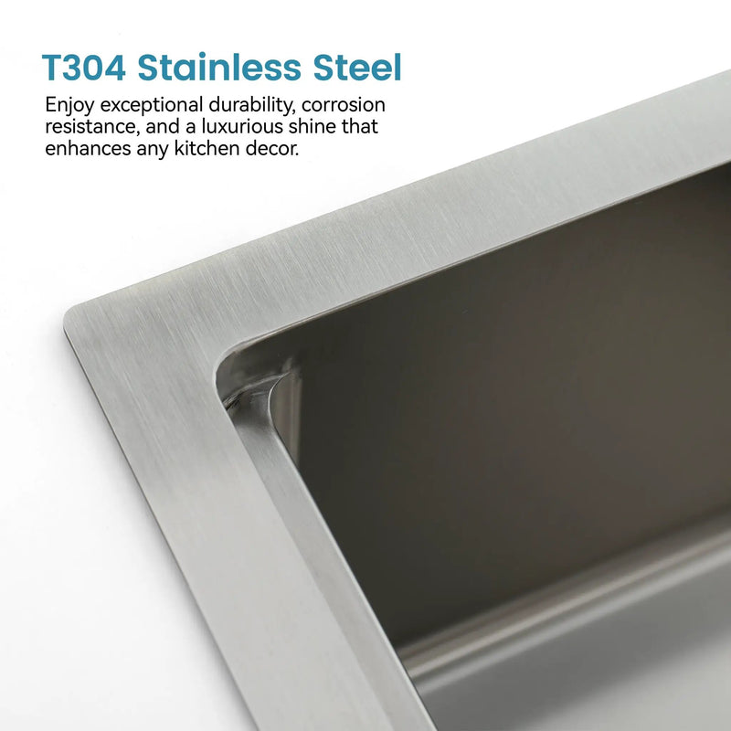 Stainless Steel Kitchen Sink, 36"x22" Single Bowl, Overmount, Brushed by HouseOfZazla