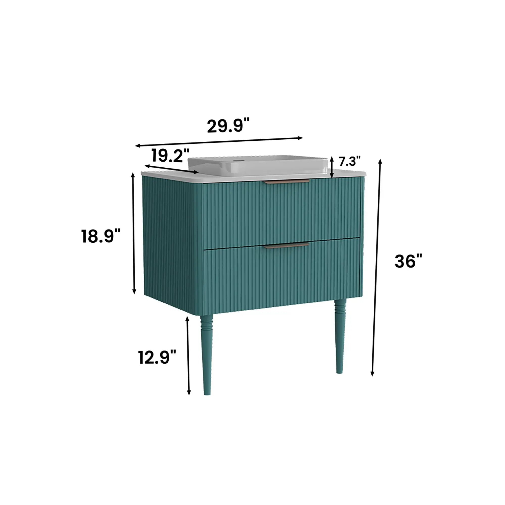 Elena - Modern Bathroom Vanity With Sink With Ample Storage, 2 Soft Close Drawers by HouseOfZazla