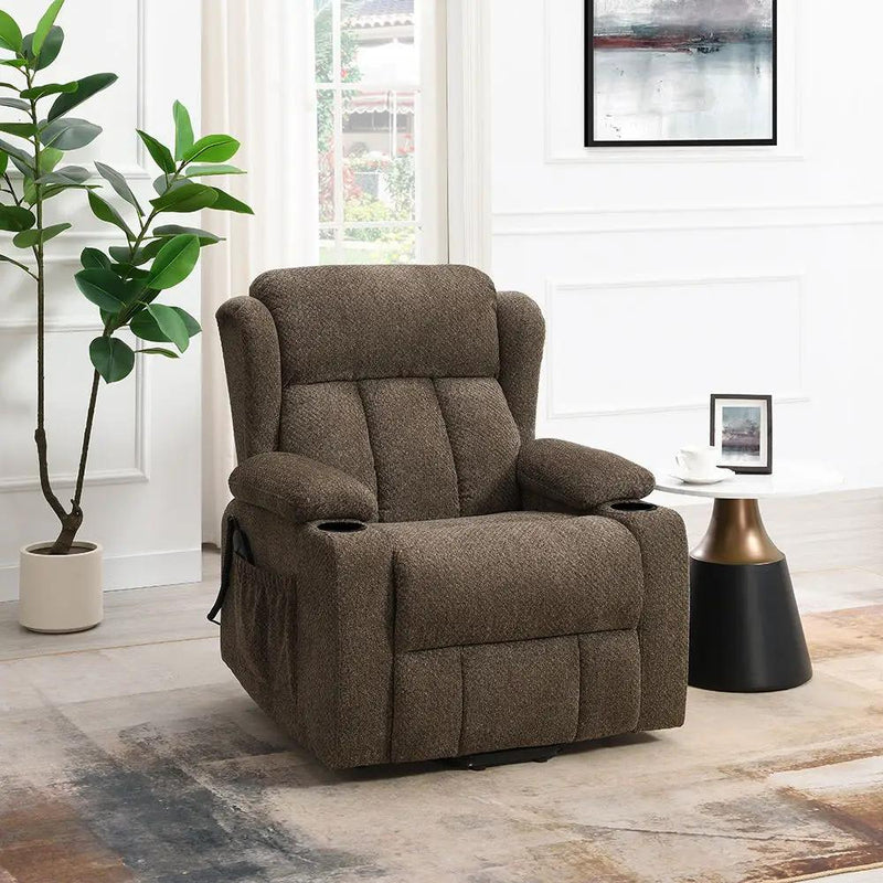 Lusio - Power Motion Recliner With Lift & Cup Holder - Brown by Unique Piece Furniture