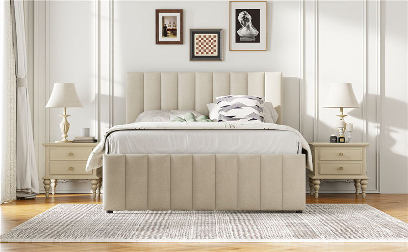 Upholstered Platform Bed With Twin Size Trundle And 3 Drawers by HouseOfZazla