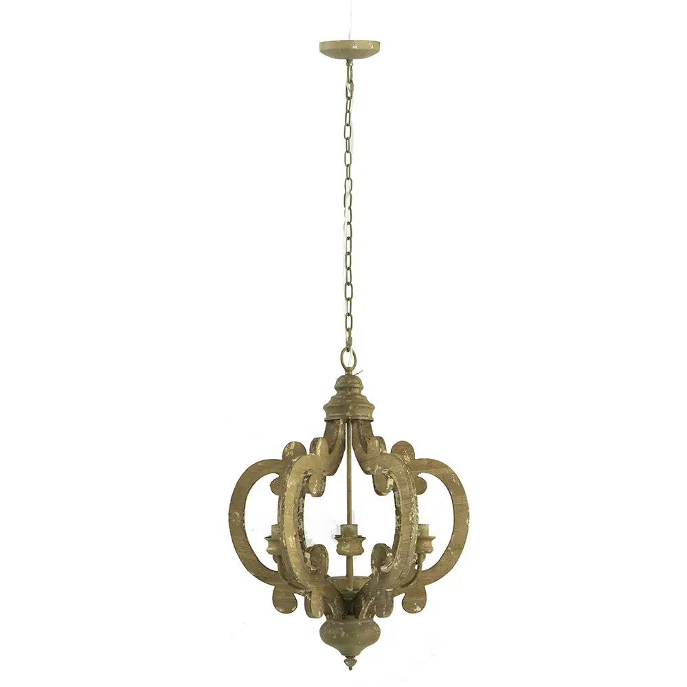 Farmhouse Chandelier, 6 Light Wood Chandelier Pendant Light Fixture With Adjustable Chain For Dining Room Living Room Entryway, Bulb Not Included by HouseOfZazla