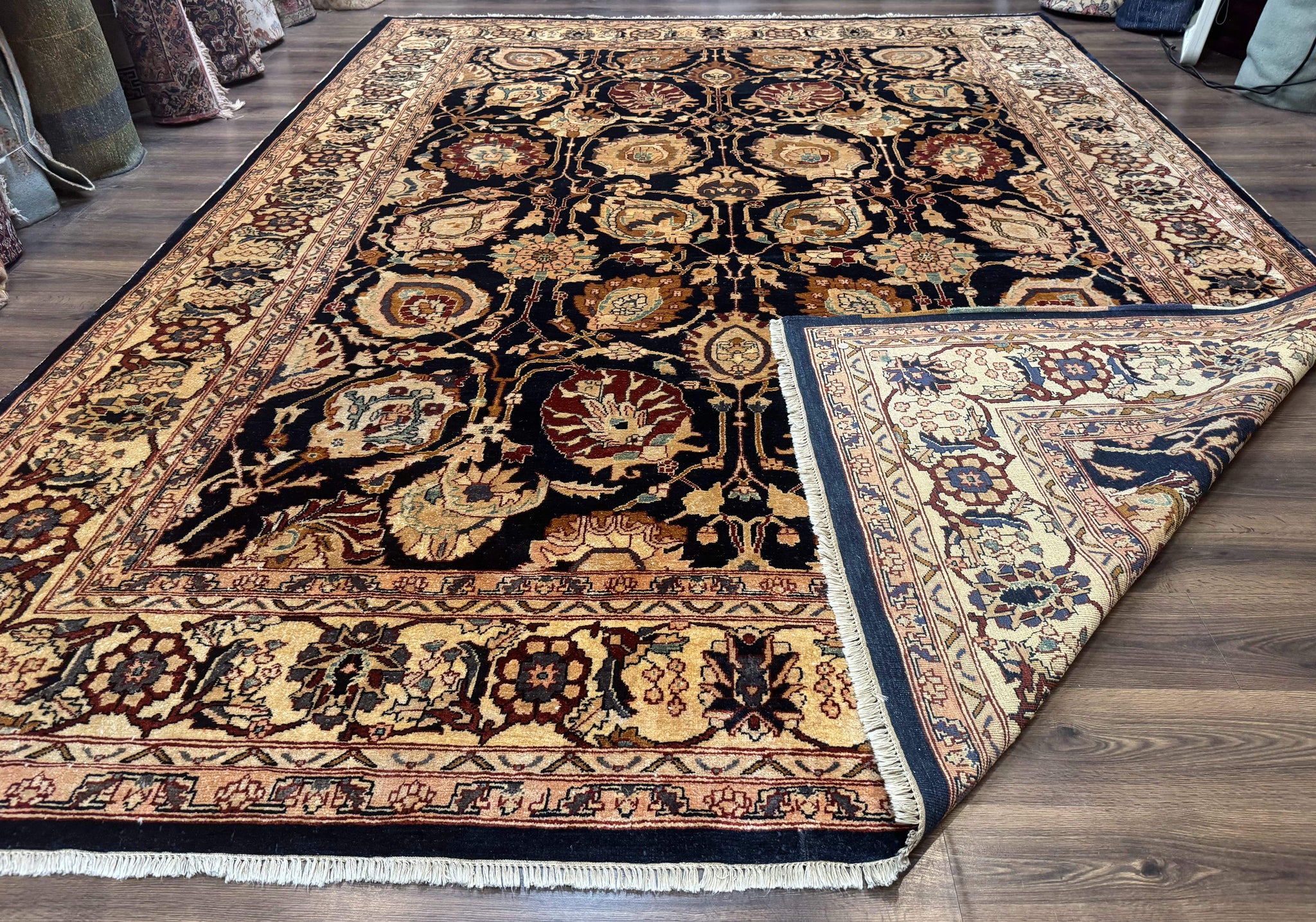 Pak Persian Bidjar Rug 10x13, Midnight Blue and Tan Pakistani Carpet by Jewel Rugs