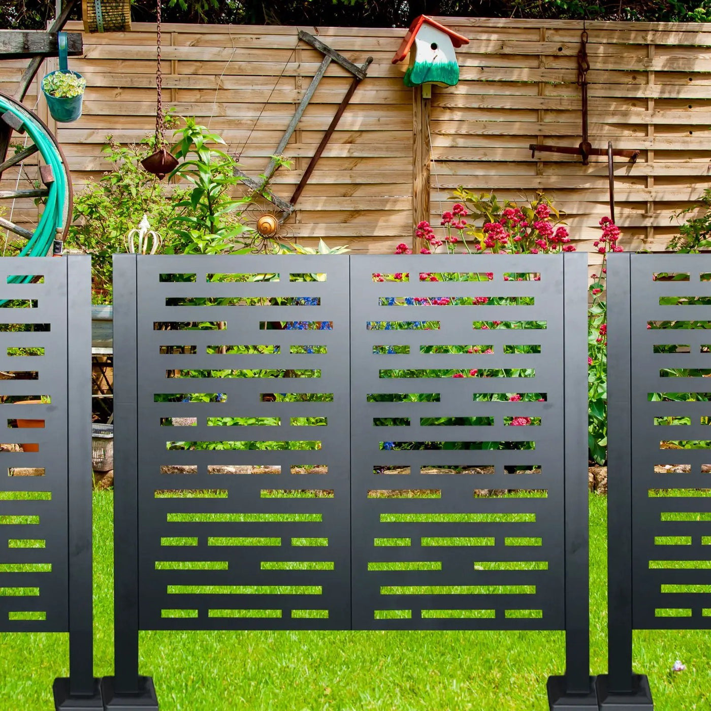 Air Conditioner Fence For Outdoor Units, Metal Privacy Fence Cover, Perfect To Conceal Air Conditioning Units, 3 Fence Panel by HouseOfZazla